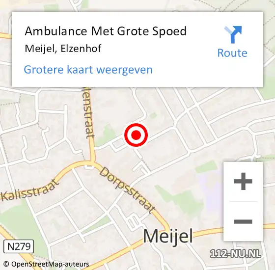 Locatie op kaart van de 112 melding: Ambulance Met Grote Spoed Naar Meijel, Elzenhof op 14 maart 2015 14:36