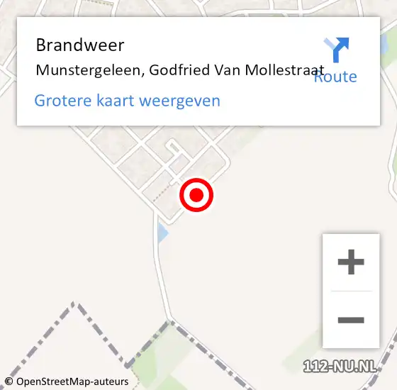 Locatie op kaart van de 112 melding: Brandweer Munstergeleen, Godfried Van Mollestraat op 14 maart 2015 15:19