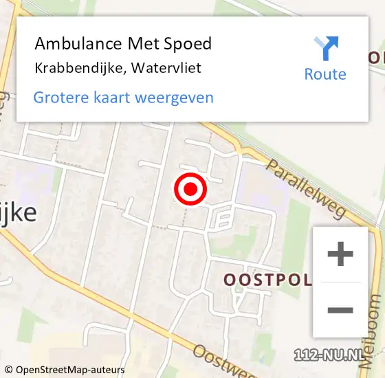 Locatie op kaart van de 112 melding: Ambulance Met Spoed Naar Krabbendijke, Watervliet op 14 maart 2015 15:24