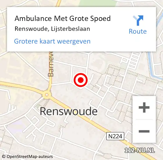 Locatie op kaart van de 112 melding: Ambulance Met Grote Spoed Naar Renswoude, Lijsterbeslaan op 14 maart 2015 15:27