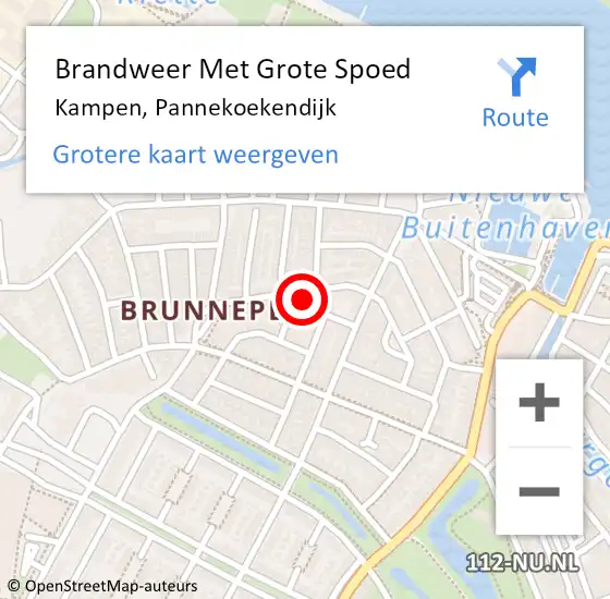 Locatie op kaart van de 112 melding: Brandweer Met Grote Spoed Naar Kampen, Pannekoekendijk op 14 maart 2015 15:28