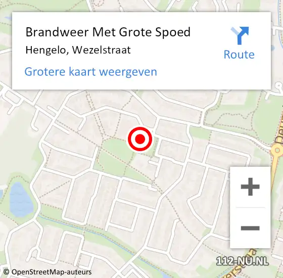 Locatie op kaart van de 112 melding: Brandweer Met Grote Spoed Naar Hengelo, Wezelstraat op 14 maart 2015 15:49