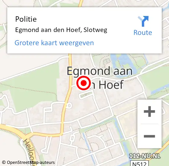 Locatie op kaart van de 112 melding: Politie Egmond aan den Hoef, Slotweg op 14 maart 2015 15:59