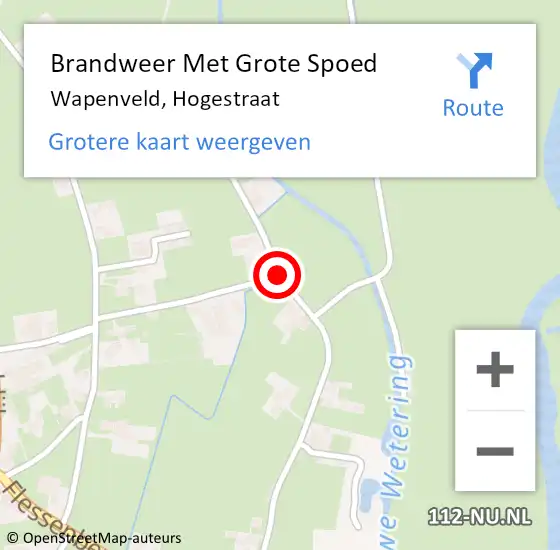 Locatie op kaart van de 112 melding: Brandweer Met Grote Spoed Naar Wapenveld, Hogestraat op 14 maart 2015 17:27