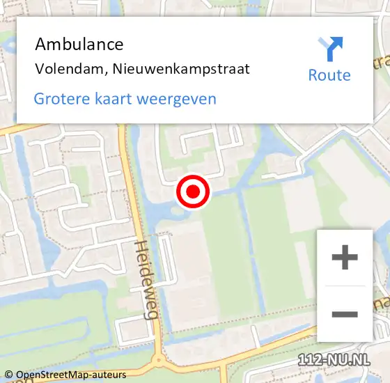 Locatie op kaart van de 112 melding: Ambulance Volendam, Nieuwenkampstraat op 14 maart 2015 17:50