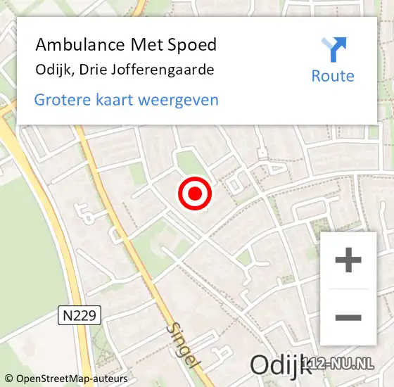 Locatie op kaart van de 112 melding: Ambulance Met Spoed Naar Odijk, Drie Jofferengaarde op 14 maart 2015 17:57