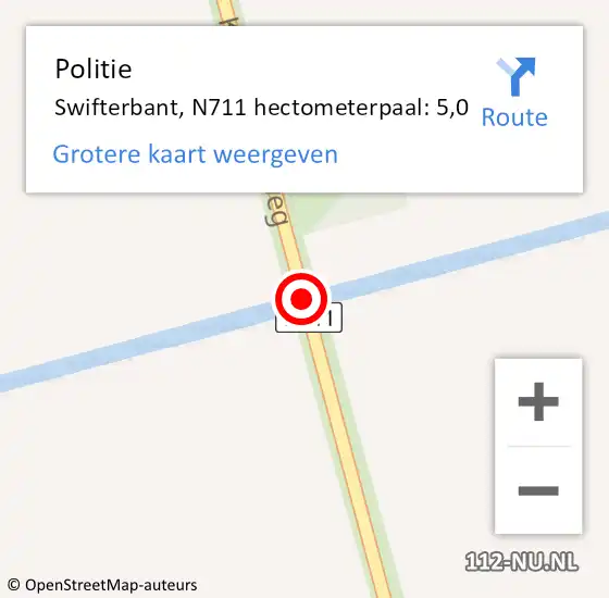 Locatie op kaart van de 112 melding: Politie Swifterbant, N711 op 1 november 2013 17:22