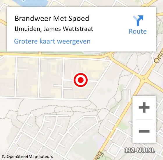 Locatie op kaart van de 112 melding: Brandweer Met Spoed Naar IJmuiden, James Wattstraat op 14 maart 2015 19:27