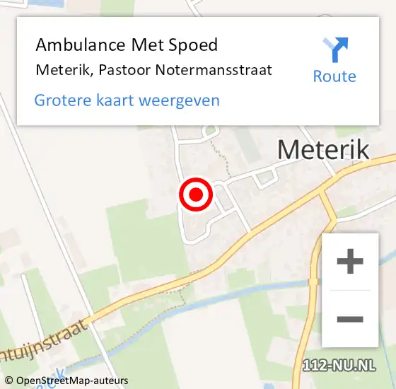Locatie op kaart van de 112 melding: Ambulance Met Spoed Naar Meterik, Pastoor Notermansstraat op 14 maart 2015 19:51