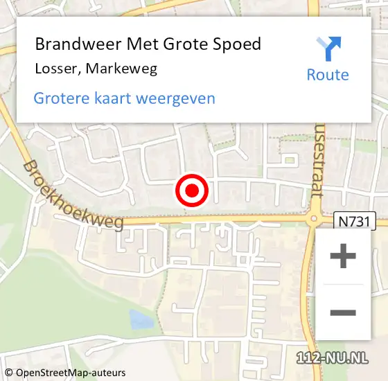 Locatie op kaart van de 112 melding: Brandweer Met Grote Spoed Naar Losser, Markeweg op 14 maart 2015 19:54