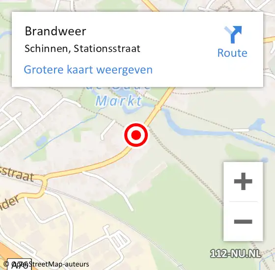 Locatie op kaart van de 112 melding: Brandweer Schinnen, Stationsstraat op 14 maart 2015 20:15