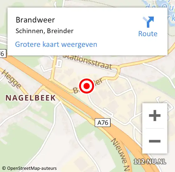 Locatie op kaart van de 112 melding: Brandweer Schinnen, Breinder op 14 maart 2015 20:15