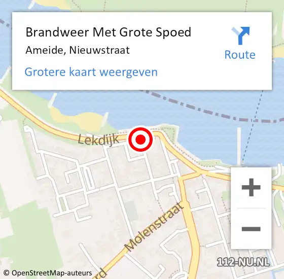 Locatie op kaart van de 112 melding: Brandweer Met Grote Spoed Naar Ameide, Nieuwstraat op 14 maart 2015 20:27