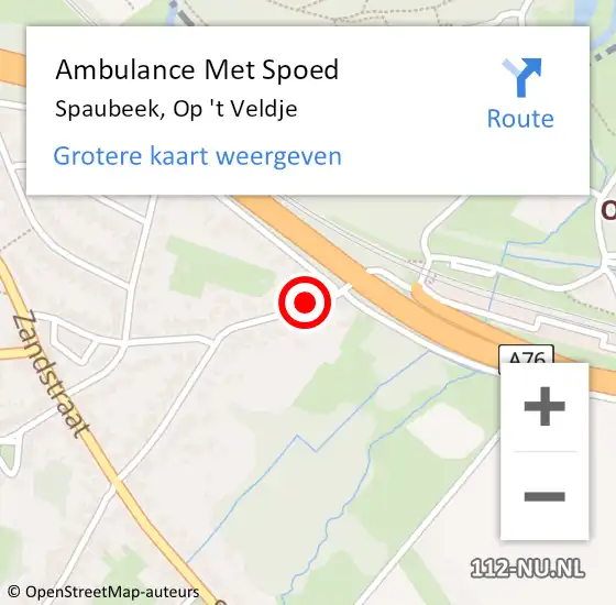 Locatie op kaart van de 112 melding: Ambulance Met Spoed Naar Spaubeek, Op 't Veldje op 14 maart 2015 20:32
