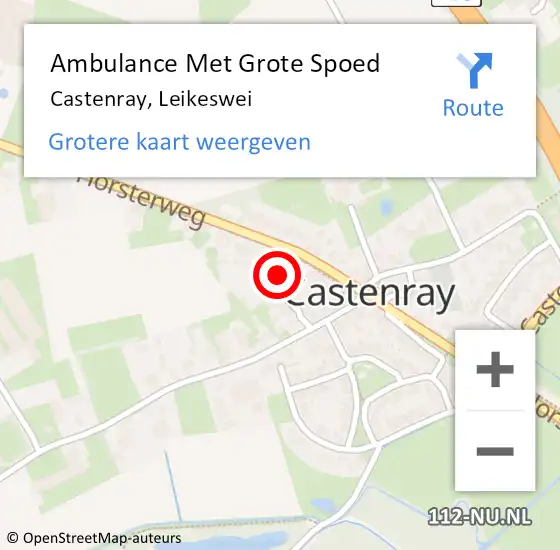 Locatie op kaart van de 112 melding: Ambulance Met Grote Spoed Naar Castenray, Leikeswei op 14 maart 2015 20:47