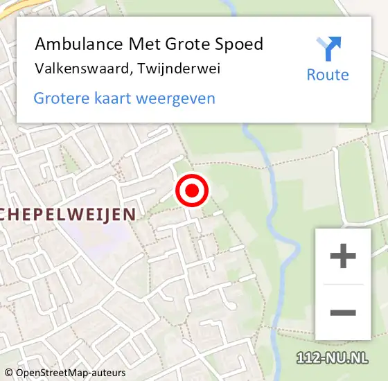 Locatie op kaart van de 112 melding: Ambulance Met Grote Spoed Naar Valkenswaard, Twijnderwei op 14 maart 2015 20:49