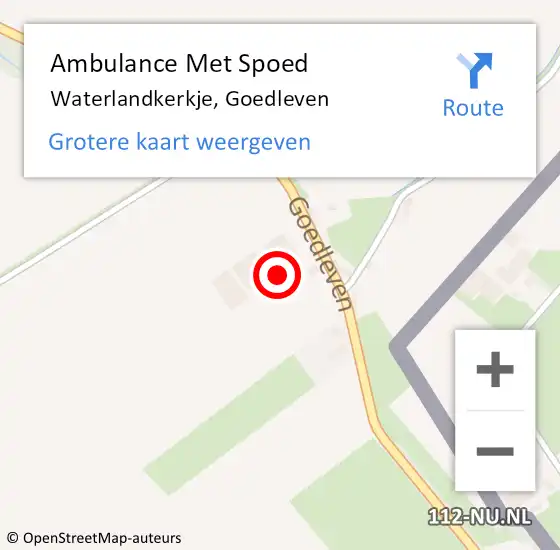 Locatie op kaart van de 112 melding: Ambulance Met Spoed Naar Waterlandkerkje, Goedleven op 14 maart 2015 21:53