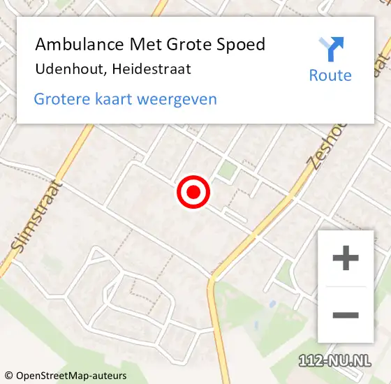 Locatie op kaart van de 112 melding: Ambulance Met Grote Spoed Naar Udenhout, Heidestraat op 14 maart 2015 22:57