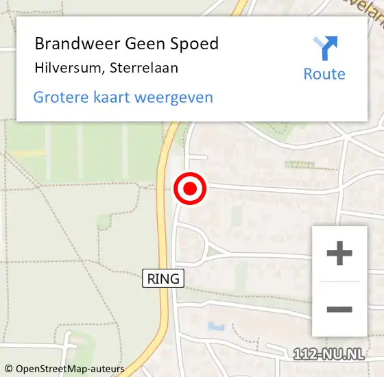 Locatie op kaart van de 112 melding: Brandweer Geen Spoed Naar Hilversum, Sterrelaan op 14 maart 2015 23:23