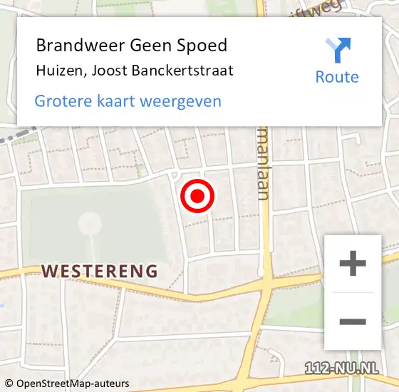 Locatie op kaart van de 112 melding: Brandweer Geen Spoed Naar Huizen, Joost Banckertstraat op 15 maart 2015 00:32