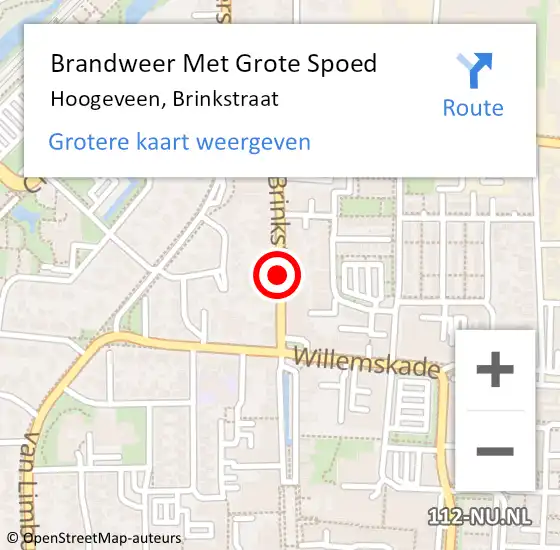 Locatie op kaart van de 112 melding: Brandweer Met Grote Spoed Naar Hoogeveen, Brinkstraat op 15 maart 2015 01:34