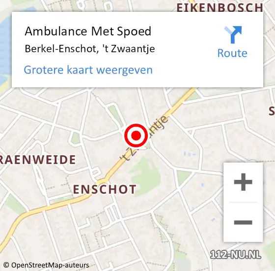 Locatie op kaart van de 112 melding: Ambulance Met Spoed Naar Berkel-Enschot, 't Zwaantje op 15 maart 2015 03:18
