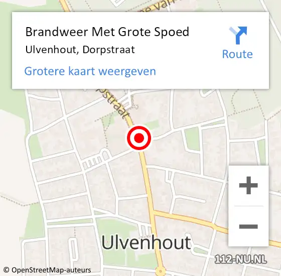 Locatie op kaart van de 112 melding: Brandweer Met Grote Spoed Naar Ulvenhout, Dorpstraat op 15 maart 2015 05:34