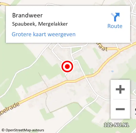 Locatie op kaart van de 112 melding: Brandweer Spaubeek, Mergelakker op 15 maart 2015 05:40