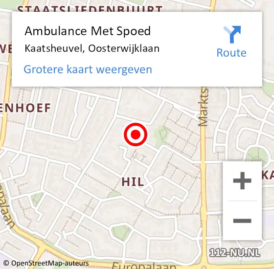 Locatie op kaart van de 112 melding: Ambulance Met Spoed Naar Kaatsheuvel, Oosterwijklaan op 15 maart 2015 07:42