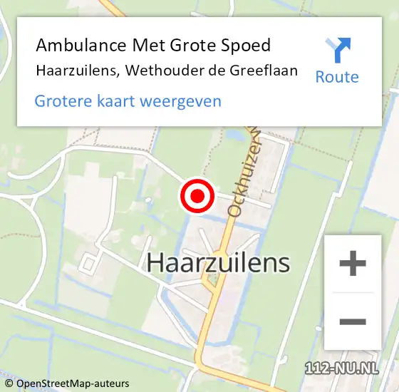 Locatie op kaart van de 112 melding: Ambulance Met Grote Spoed Naar Haarzuilens, Wethouder de Greeflaan op 15 maart 2015 08:38