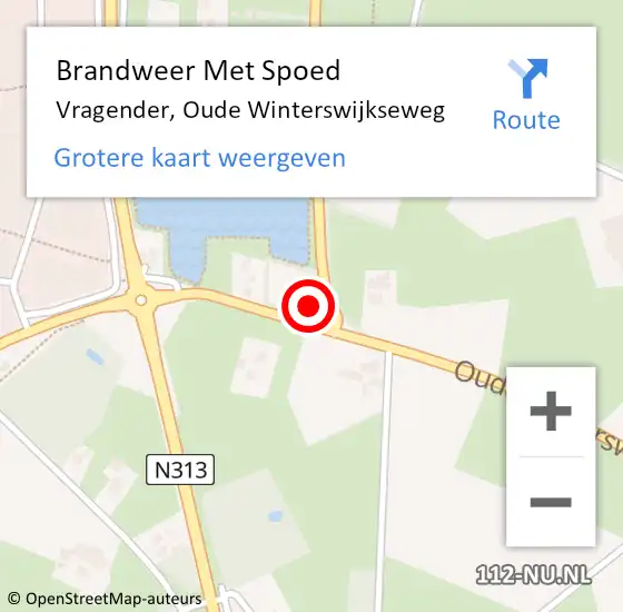 Locatie op kaart van de 112 melding: Brandweer Met Spoed Naar Vragender, Oude Winterswijkseweg op 15 maart 2015 09:05