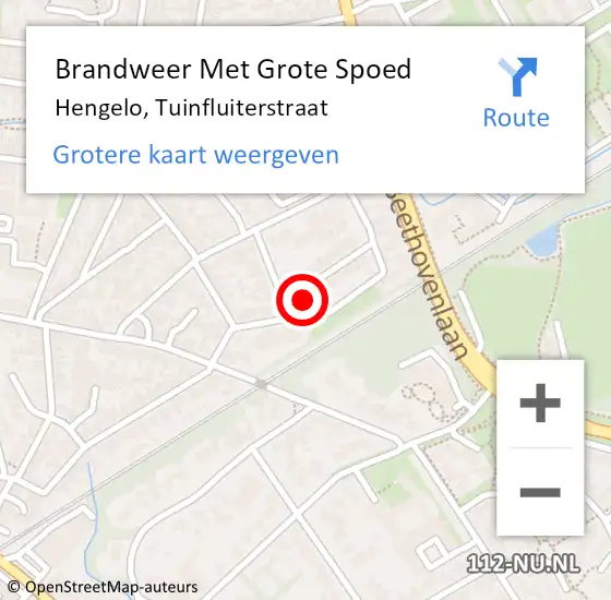 Locatie op kaart van de 112 melding: Brandweer Met Grote Spoed Naar Hengelo, Tuinfluiterstraat op 15 maart 2015 10:14