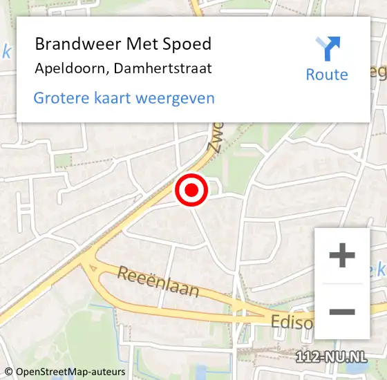 Locatie op kaart van de 112 melding: Brandweer Met Spoed Naar Apeldoorn, Damhertstraat op 1 november 2013 18:18