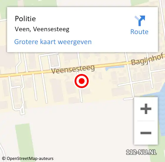 Locatie op kaart van de 112 melding: Politie Veen, Veensesteeg op 15 maart 2015 10:47