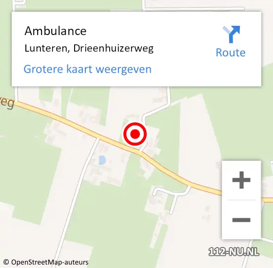 Locatie op kaart van de 112 melding: Ambulance Lunteren, Drieenhuizerweg op 15 maart 2015 10:48