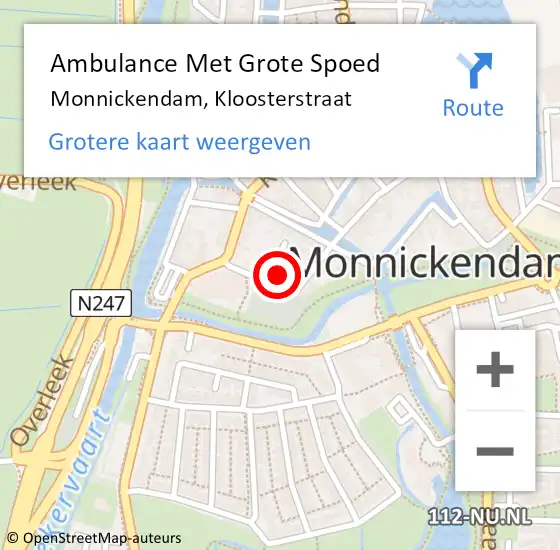 Locatie op kaart van de 112 melding: Ambulance Met Grote Spoed Naar Monnickendam, Kloosterstraat op 15 maart 2015 11:05