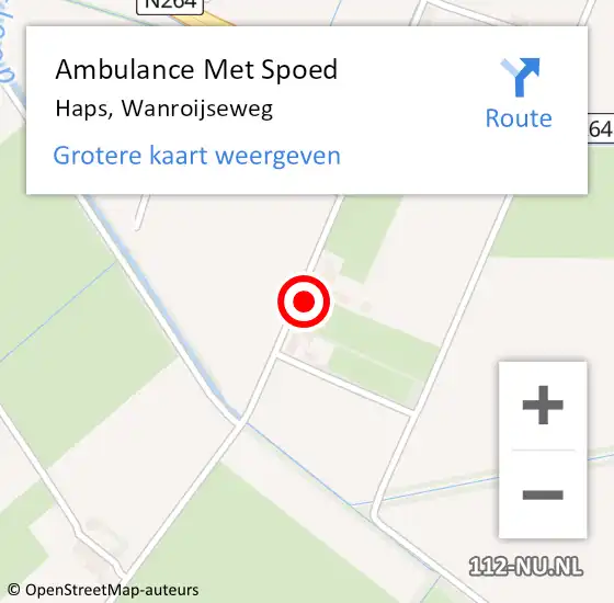 Locatie op kaart van de 112 melding: Ambulance Met Spoed Naar Haps, Wanroijseweg op 15 maart 2015 11:28