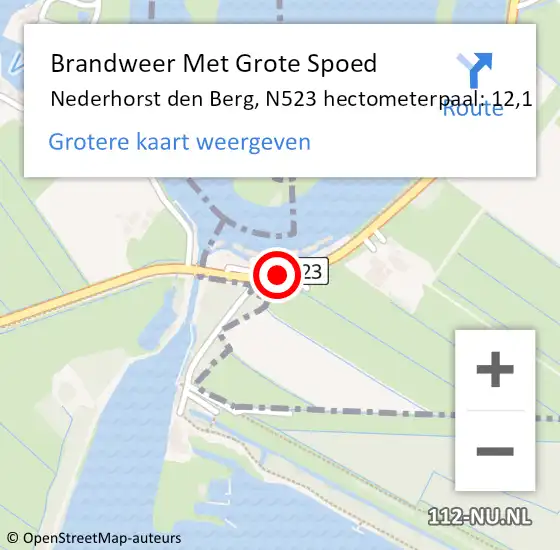 Locatie op kaart van de 112 melding: Brandweer Met Grote Spoed Naar Nederhorst den Berg, N523 hectometerpaal: 13,0 op 15 maart 2015 11:39