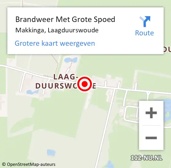 Locatie op kaart van de 112 melding: Brandweer Met Grote Spoed Naar Makkinga, Laagduurswoude op 15 maart 2015 12:00