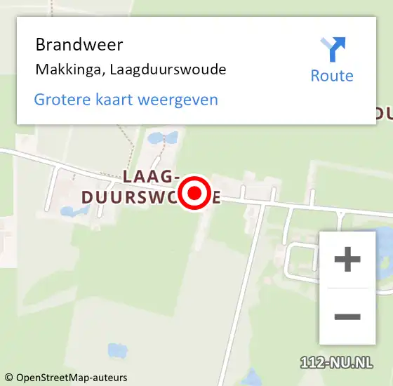 Locatie op kaart van de 112 melding: Brandweer Makkinga, Laagduurswoude op 15 maart 2015 12:03