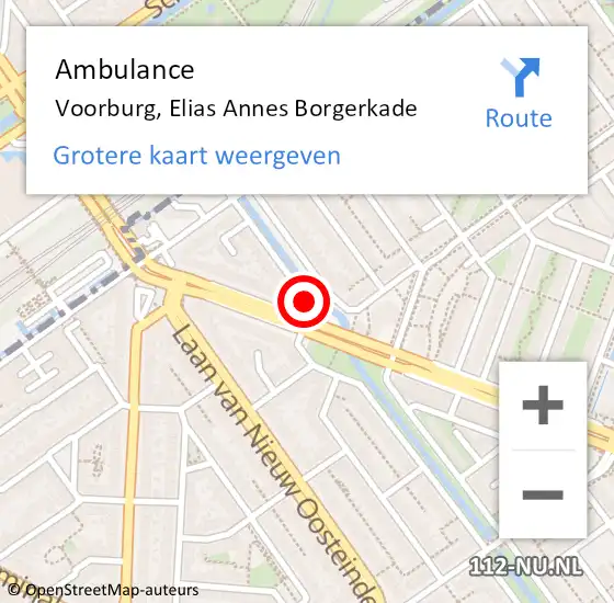 Locatie op kaart van de 112 melding: Ambulance Voorburg, Elias Annes Borgerkade op 15 maart 2015 12:09