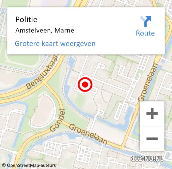 Locatie op kaart van de 112 melding: Politie Amstelveen, Marne op 15 maart 2015 13:12