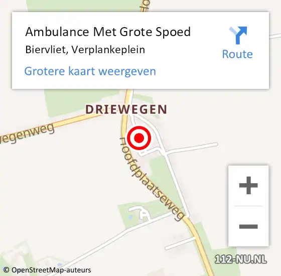 Locatie op kaart van de 112 melding: Ambulance Met Grote Spoed Naar Biervliet, Verplankeplein op 15 maart 2015 14:03