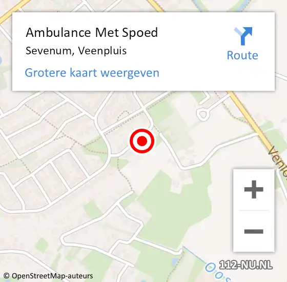 Locatie op kaart van de 112 melding: Ambulance Met Spoed Naar Sevenum, Veenpluis op 15 maart 2015 14:06