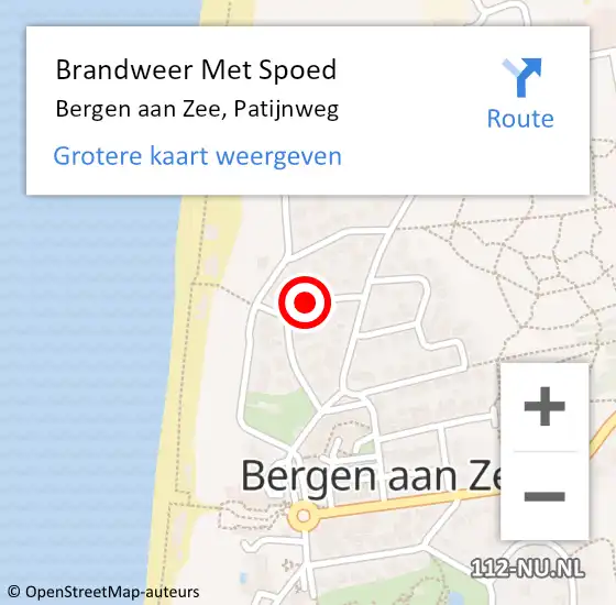 Locatie op kaart van de 112 melding: Brandweer Met Spoed Naar Bergen aan Zee, Patijnweg op 15 maart 2015 14:33