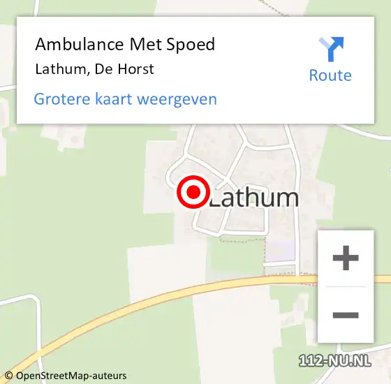 Locatie op kaart van de 112 melding: Ambulance Met Spoed Naar Lathum, De Horst op 15 maart 2015 14:38