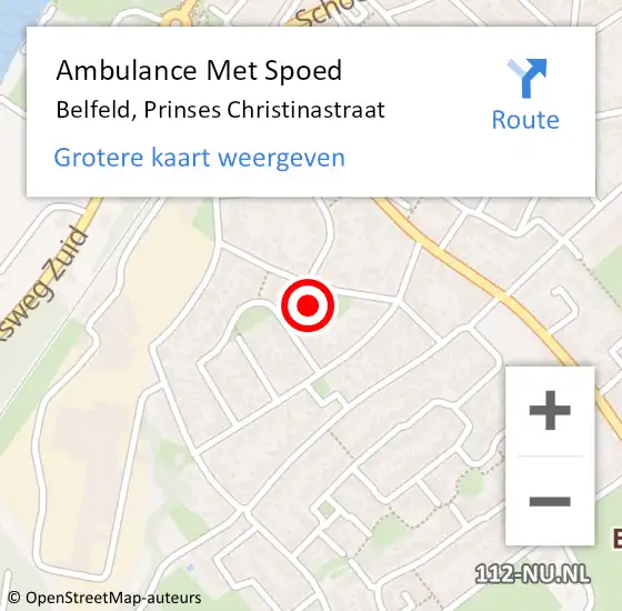 Locatie op kaart van de 112 melding: Ambulance Met Spoed Naar Belfeld, Prinses Christinastraat op 15 maart 2015 15:01