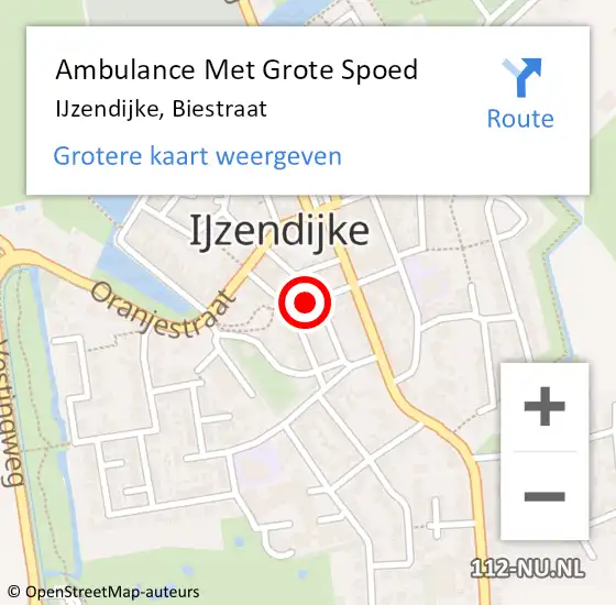 Locatie op kaart van de 112 melding: Ambulance Met Grote Spoed Naar IJzendijke, Biestraat op 15 maart 2015 15:41