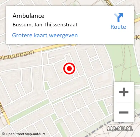 Locatie op kaart van de 112 melding: Ambulance Bussum, Jan Thijssenstraat op 1 november 2013 19:03