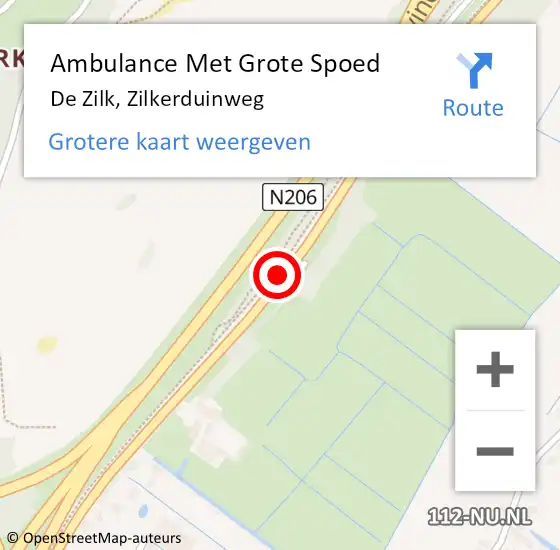 Locatie op kaart van de 112 melding: Ambulance Met Grote Spoed Naar De Zilk, Zilkerduinweg op 15 maart 2015 17:23